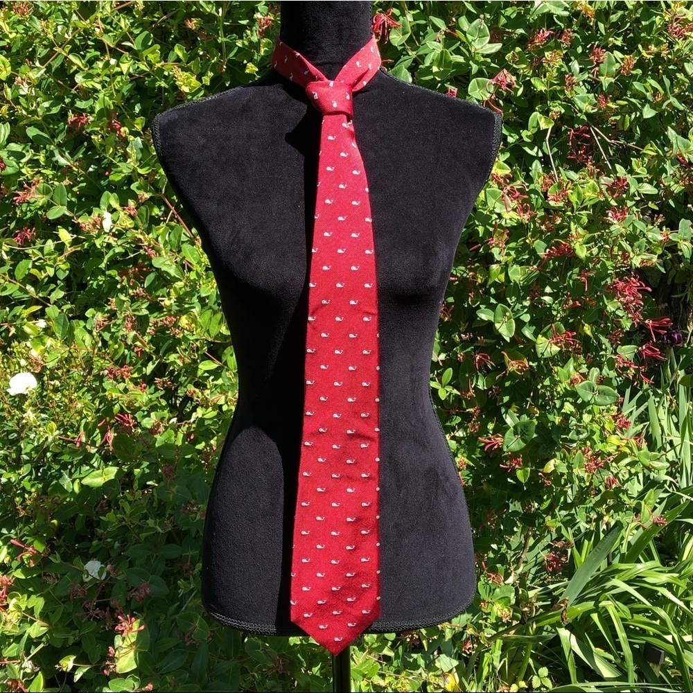 Vineyard Vines Classic Red Silk Tie Whale Pattern